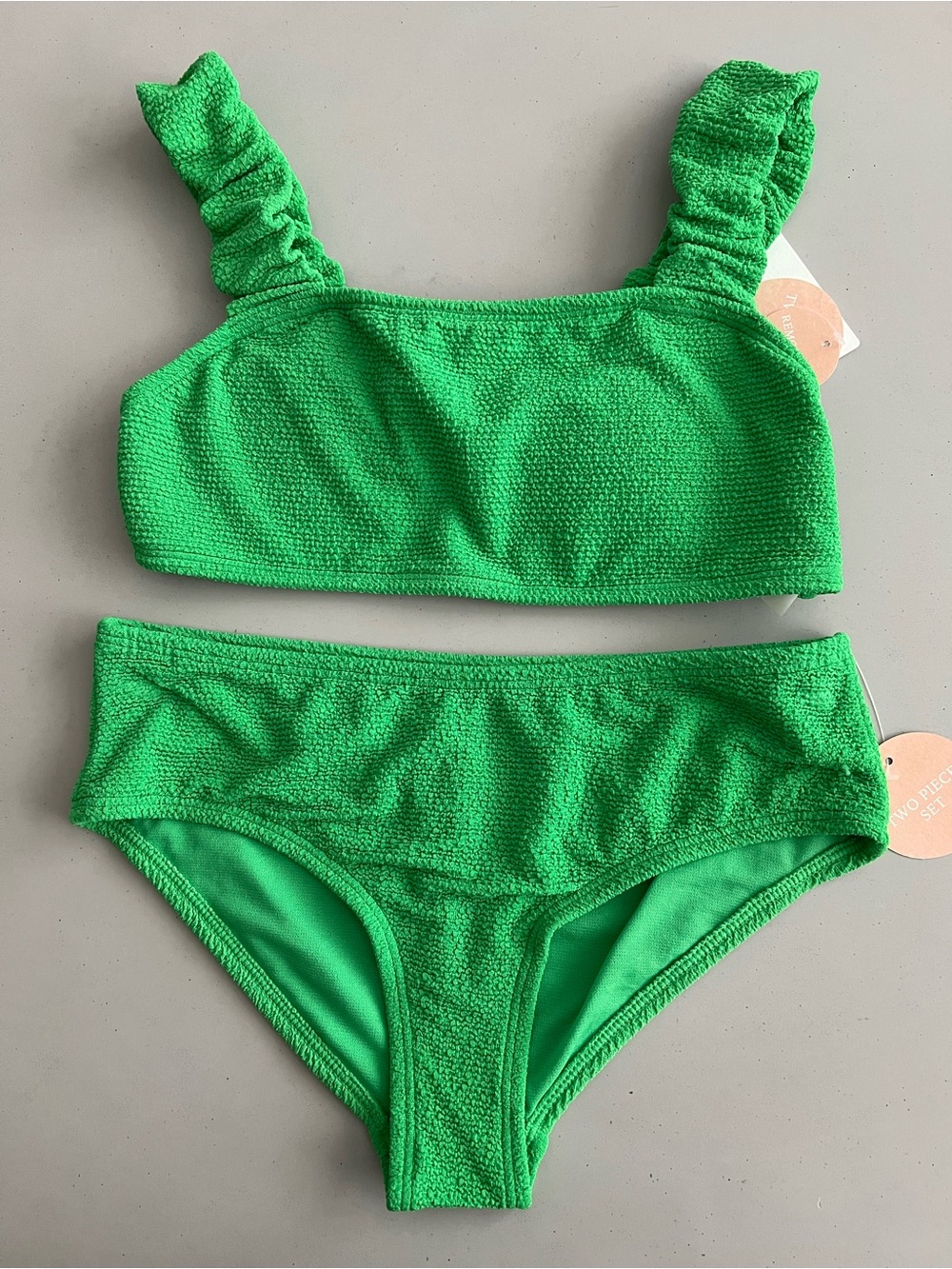 Girls Green Textured Two-Piece Swim Set size 12 NWT